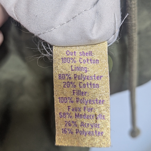 Princess Vera Wang Faux Fur Fishtail‎ Coat On Army Green Size Large Y2K - Picture 4 of 7